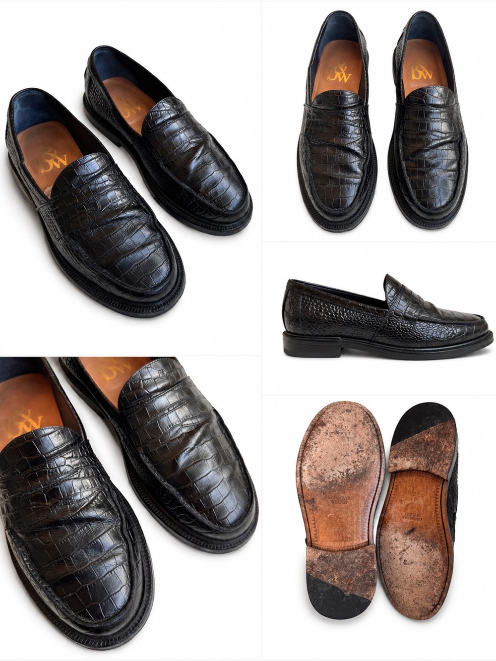 Blackstock & Weber - Croc-Embossed Leather Loafers - 9